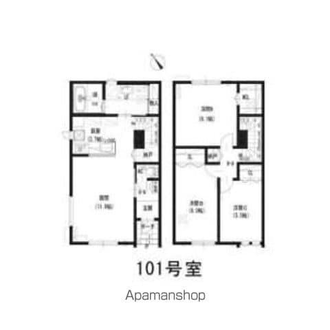ルミエール太平2—4Ⅱ(3LDK/1階)の間取り写真