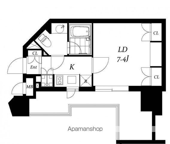 チェスターコート御茶ノ水(1K/12階)の間取り写真