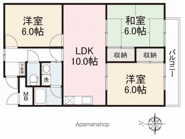 屋島コーポラス(3LDK/1階)の間取り写真
