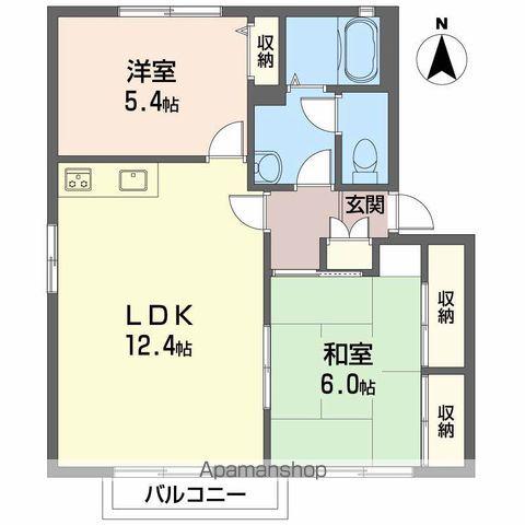 アークヒルズ中村B棟(2LDK/2階)の間取り写真