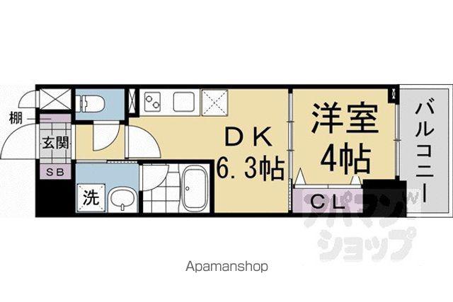 ベラジオ雅び京都円町駅前(1DK/7階)の間取り写真