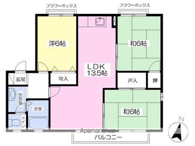 オブジュダールSHIBATA B(3LDK/2階)の間取り写真