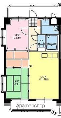 淀コーポⅢ(2LDK/4階)の間取り写真