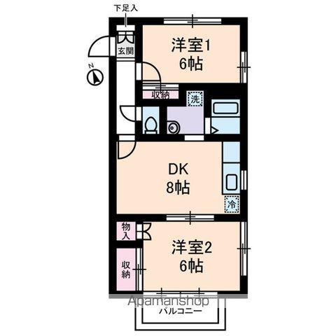 エステートピアK(2DK/2階)の間取り写真