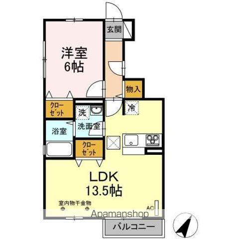 リバークレスト Ⅱ(1LDK/1階)の間取り写真