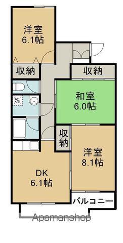 常磐線 南仙台駅 徒歩18分 2階建 築31年(3DK/2階)の間取り写真