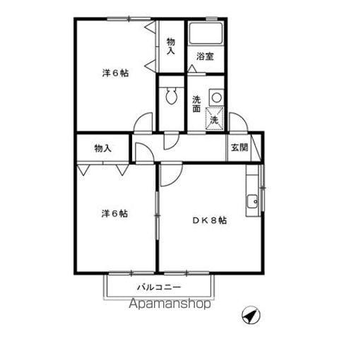 フォン・ブラウン(2DK/1階)の間取り写真