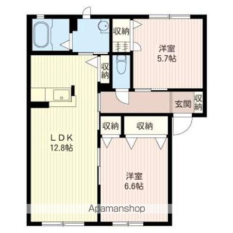 アヴァンセC(2LDK/1階)の間取り写真