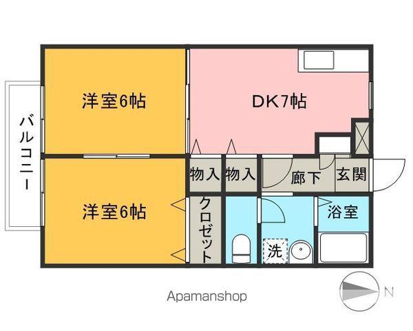 コンフォート入間(2DK/2階)の間取り写真
