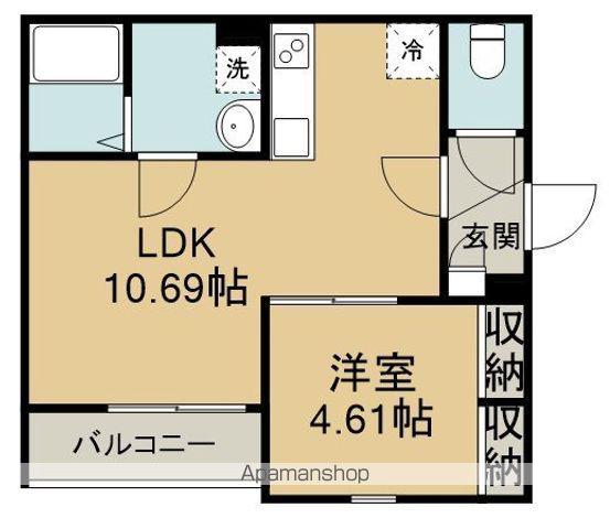 GRADUS若葉Ⅱ(1LDK/1階)の間取り写真