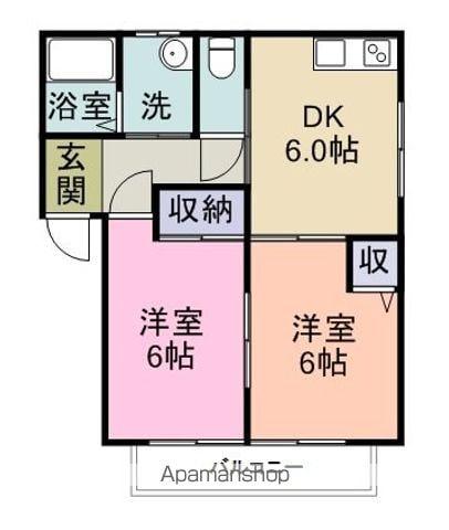 メゾンシーサイド(2DK/2階)の間取り写真