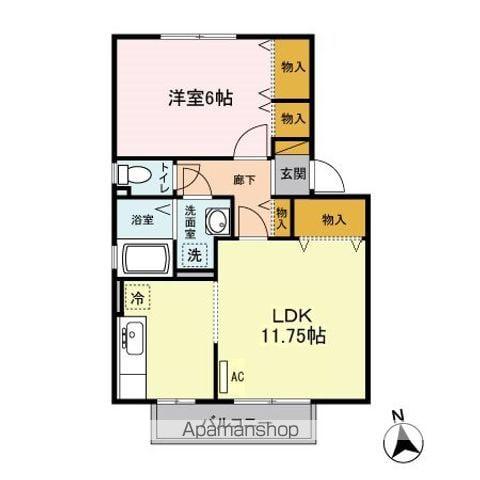 セジュール上高田B棟(1LDK/2階)の間取り写真