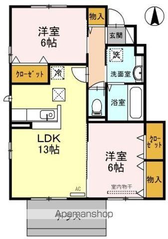 デミコリーヌ B棟(2LDK/1階)の間取り写真