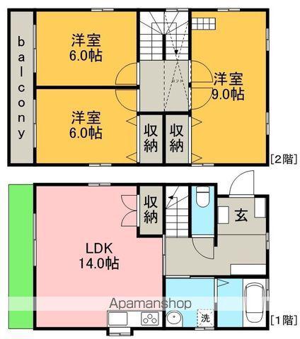 名鉄名古屋本線 名鉄一宮駅 バス乗車時間：17分 颪バスバス停で下車 徒歩7分 2階建 築23年(3LDK)の間取り写真