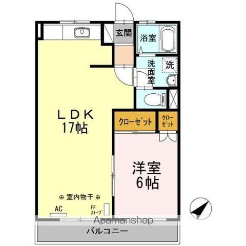 ソレイアード(1LDK/1階)の間取り写真