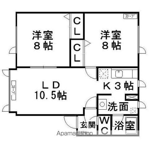 アイビス みさと(2LDK/1階)の間取り写真