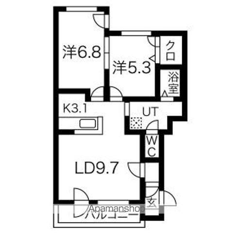グランメール栄通A(2LDK/2階)の間取り写真