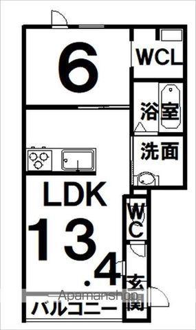 イースト GARDENⅨ(1LDK/2階)の間取り写真