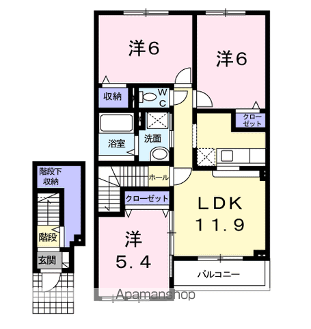 サンキャッスルS・Ⅰ(3LDK/2階)の間取り写真