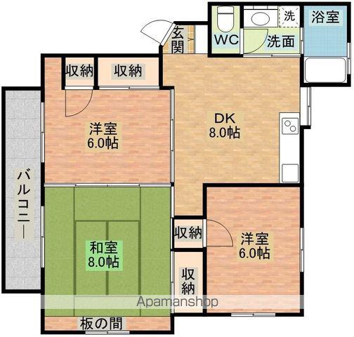 ハイツ昭和台A棟(3DK/2階)の間取り写真
