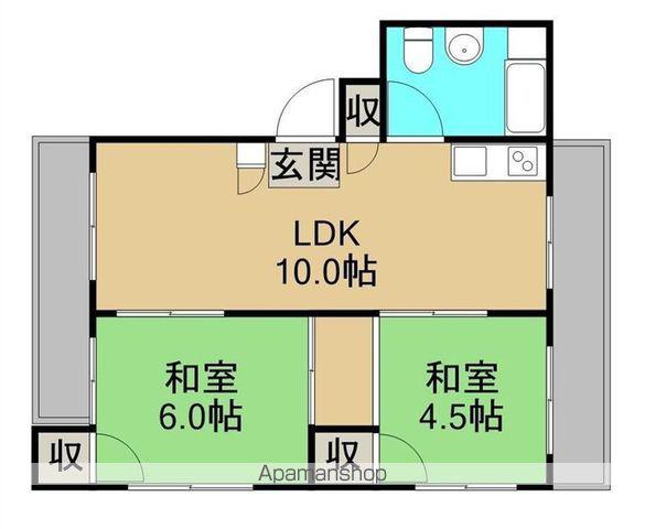 丸栄荘(2LDK/2階)の間取り写真