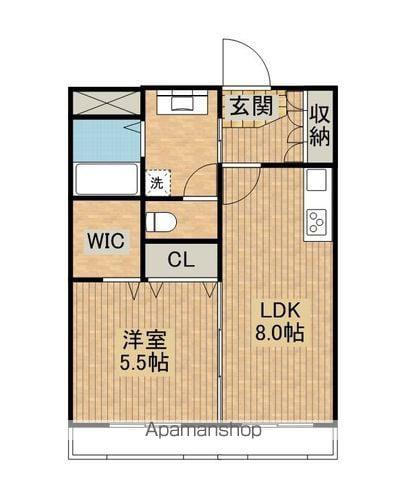 ロイヤル末広(1LDK/1階)の間取り写真