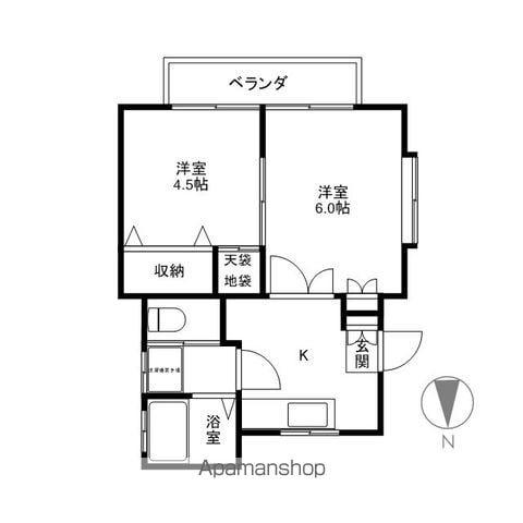 ハイツ和田441(2K/2階)の間取り写真
