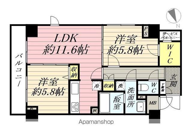 プラウドフラット鶴見Ⅰ(2LDK/9階)の間取り写真