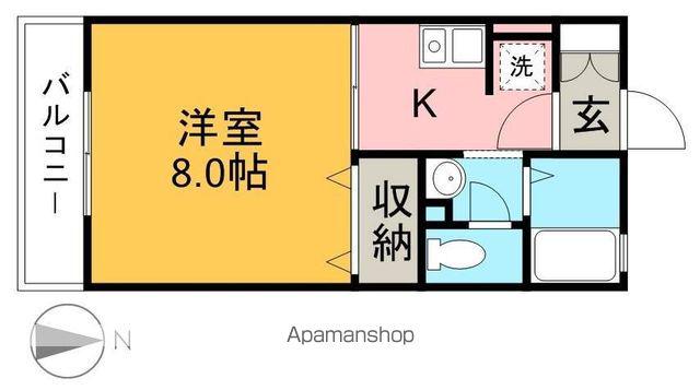 KANADA B棟(1K/2階)の間取り写真