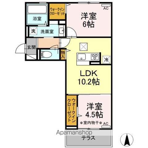 ピュア大里Ⅰ(2LDK/1階)の間取り写真