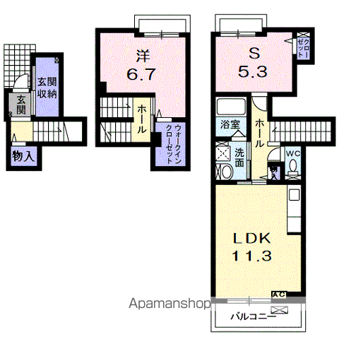 アヴニール・セカンド(1SLDK/2階)の間取り写真