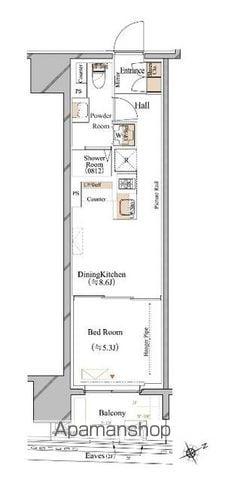 ブランシエスタ浅草蔵前(1LDK/9階)の間取り写真