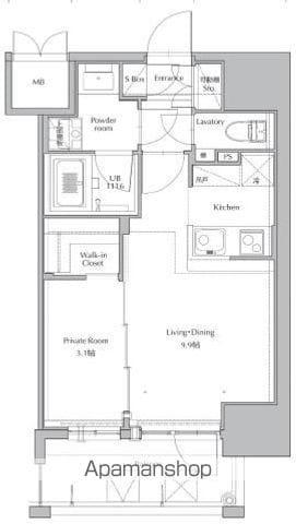 ネストピア天神東Ⅲ(1LDK/12階)の間取り写真