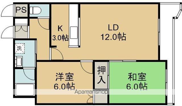 CORSA五稜郭(2LDK/4階)の間取り写真
