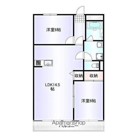 ロイヤルマンション丁田(2LDK/1階)の間取り写真
