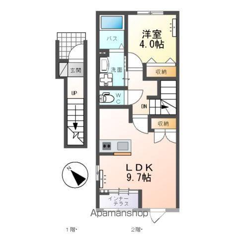 アメリアハイツ(1LDK/2階)の間取り写真