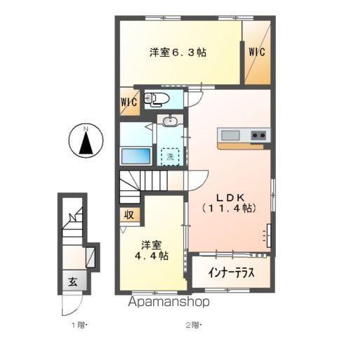 アンバーシャトーⅡ(2LDK/2階)の間取り写真