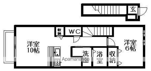 アンソレイユアオキⅡA(1LDK/2階)の間取り写真