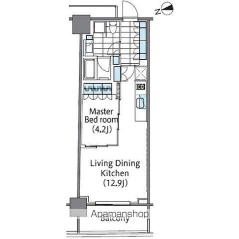 コンフォリア新宿イーストサイドタワー(1LDK/5階)の間取り写真