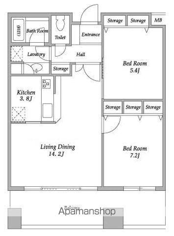 A-PLACE新橋(2LDK/9階)の間取り写真