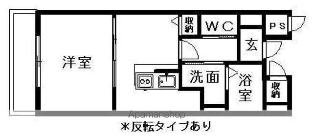 パールヒルズ入江町(1DK/3階)の間取り写真