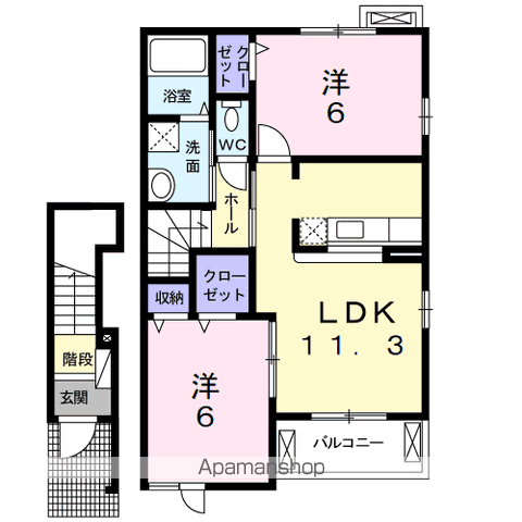 スカーレット(2LDK/2階)の間取り写真