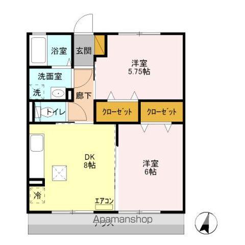 アルタイル(2DK/1階)の間取り写真