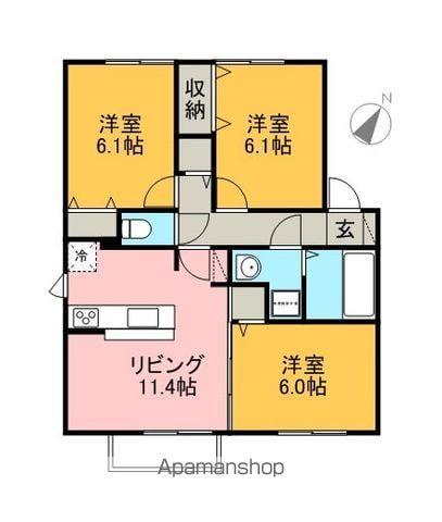 ヴェルドミール飛香(3LDK/1階)の間取り写真