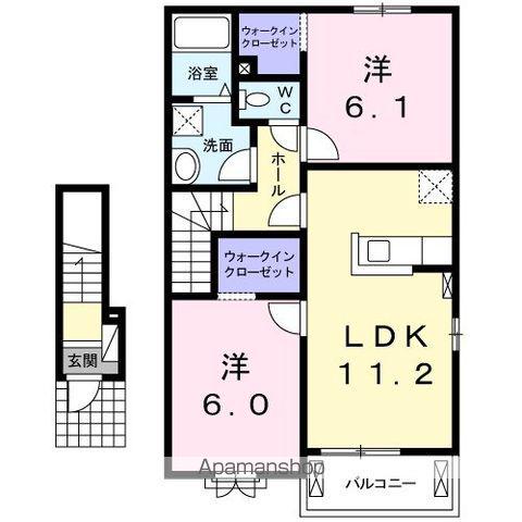 クラール名東 B(2LDK/2階)の間取り写真
