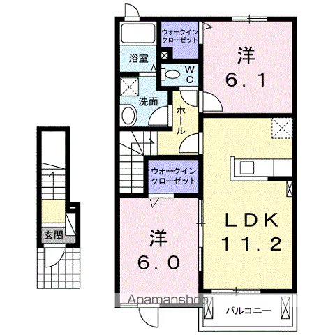 カーサ ラフィネ Ⅱ(2LDK/2階)の間取り写真
