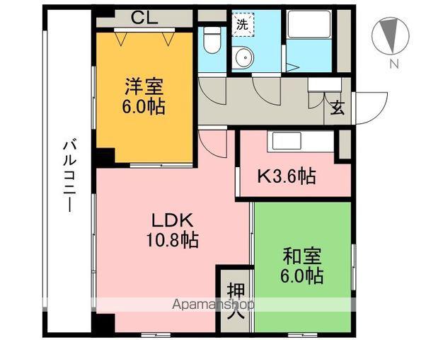 トレジャーハウス六泉寺(2LDK/3階)の間取り写真