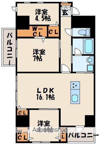ミルキーウェイⅦ(3LDK/5階)の間取り写真