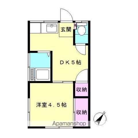 旭ハウス(1DK/2階)の間取り写真