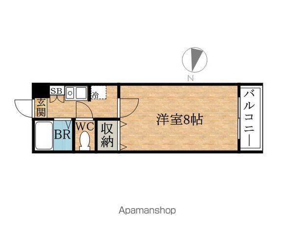 ライラックパートⅢ(1K/4階)の間取り写真